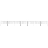 Vidaxl Garden Fence s Spears Top 11,9x0,8 M Steel Black