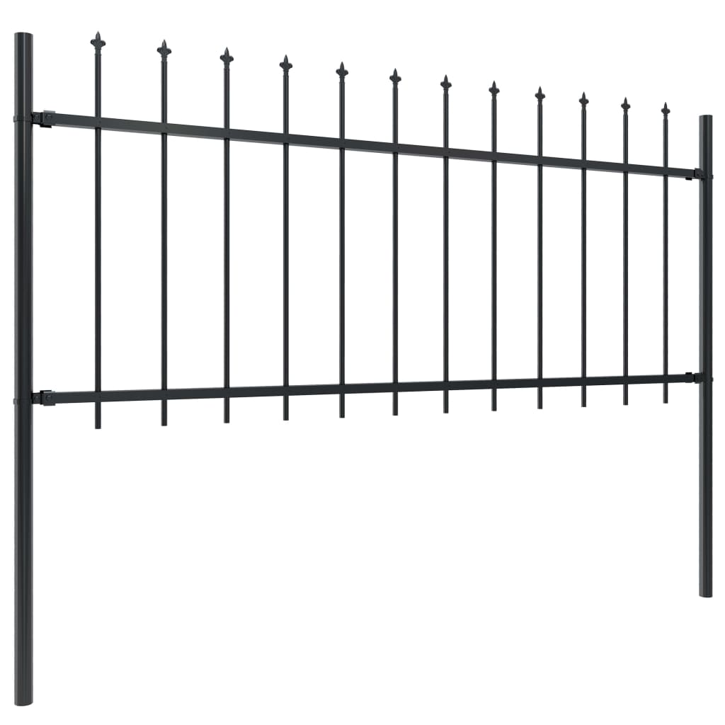 Vidaxl garden fence with spears top 13.6x0.8 m steel black