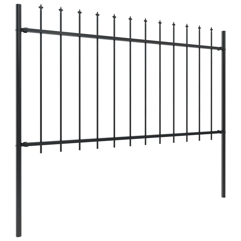 Vidaxl Garden Fence s Spears Top 3,4x1 M Steel Black