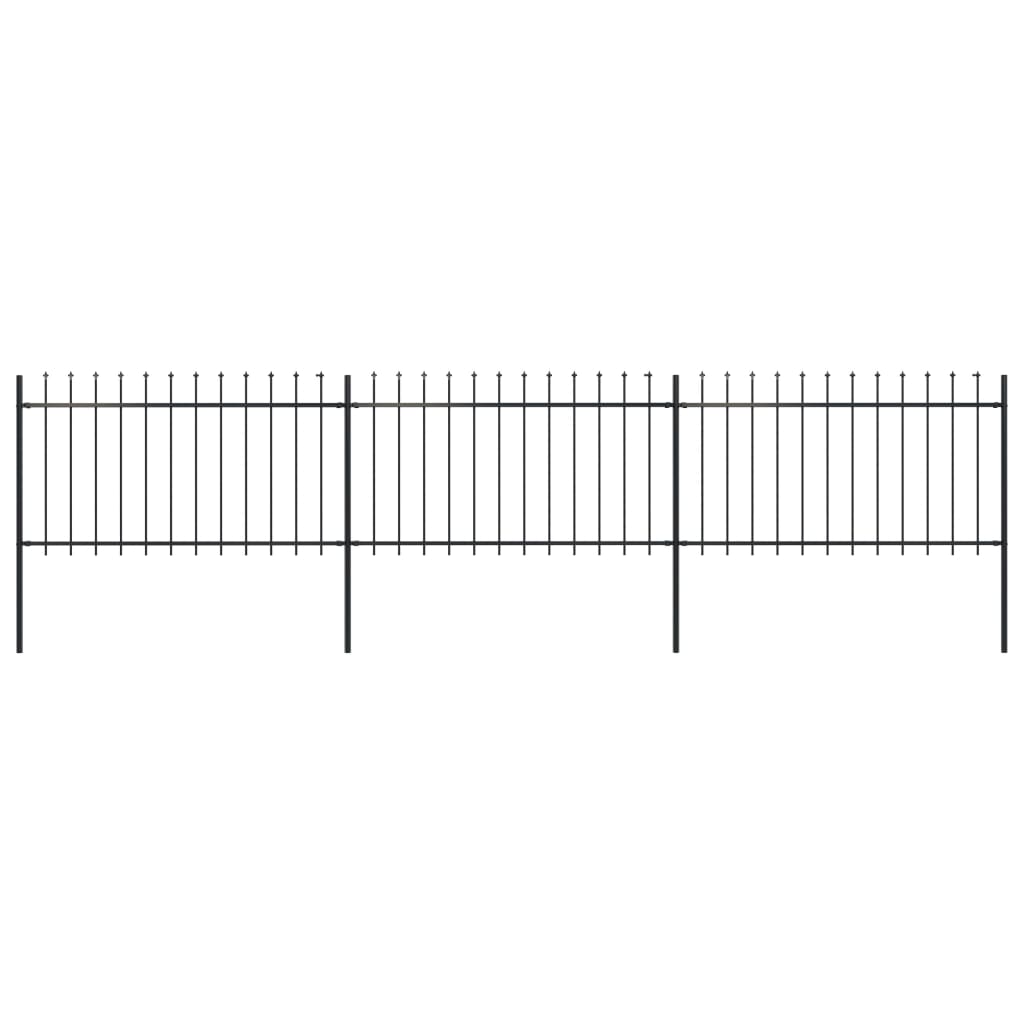 Vidaxl Garden Fence s Spears Top 5,1x1 M Steel Black