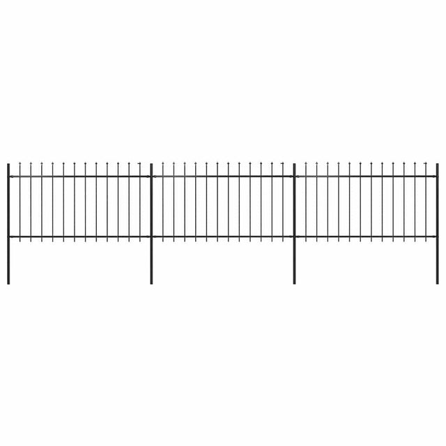 Vidaxl tuinhek met speerpunt staal 504x100 cm zwart