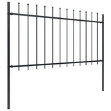 Vidaxl garden fence with spears top 5.1x1 m steel black