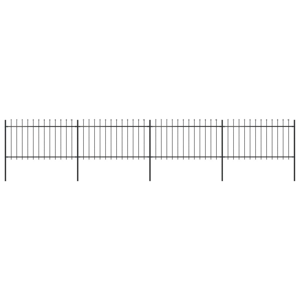 Vidaxl Garden Fence con lance Top 6.8x1 m in acciaio nero