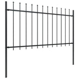 Vidaxl Garden Staket med Spears Top 8.5x1 M Steel Black