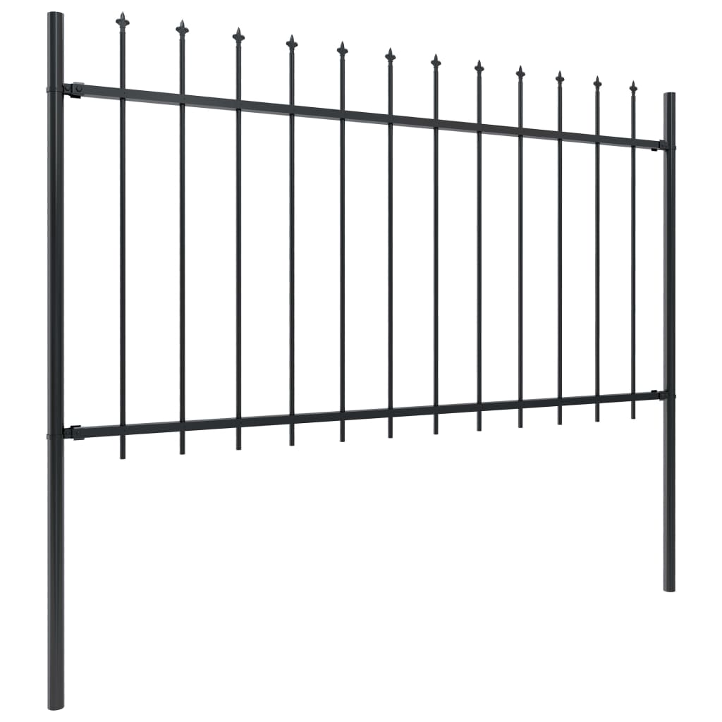 Vidaxl garden fence with spears top 13.6x1 m steel black