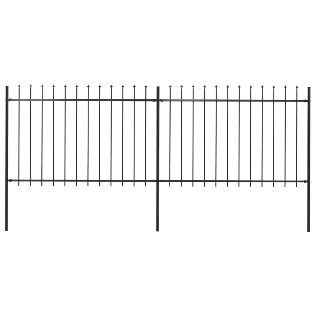 Vidaxl Garden Fence con Spears Top 3,4x1,2 m in acciaio nero