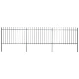 Vidaxl garden fence with spears top 5.1x1.2 m steel black