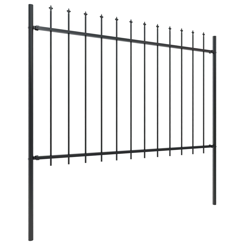 Vidaxl Garden Fence avec Spears Top 5.1x1,2 m en acier noir