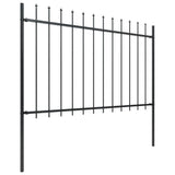 Vidaxl Garden Fence s Spears Top 5,1x1,2 M Steel Black