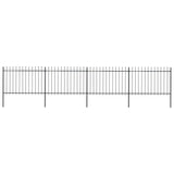 Vidaxl garden fence with spears top 6.8x1.2 m steel black