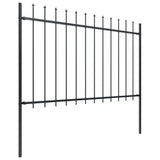 Vidaxl Garden Staket med Spears Top 8.5x1.2 M Steel Black