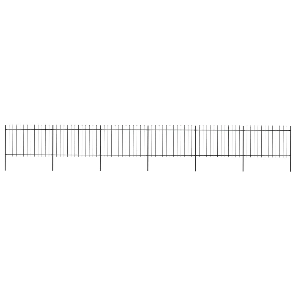 Vidaxl Garden Fence s Spears Top 10,2x1,2 M Steel Black