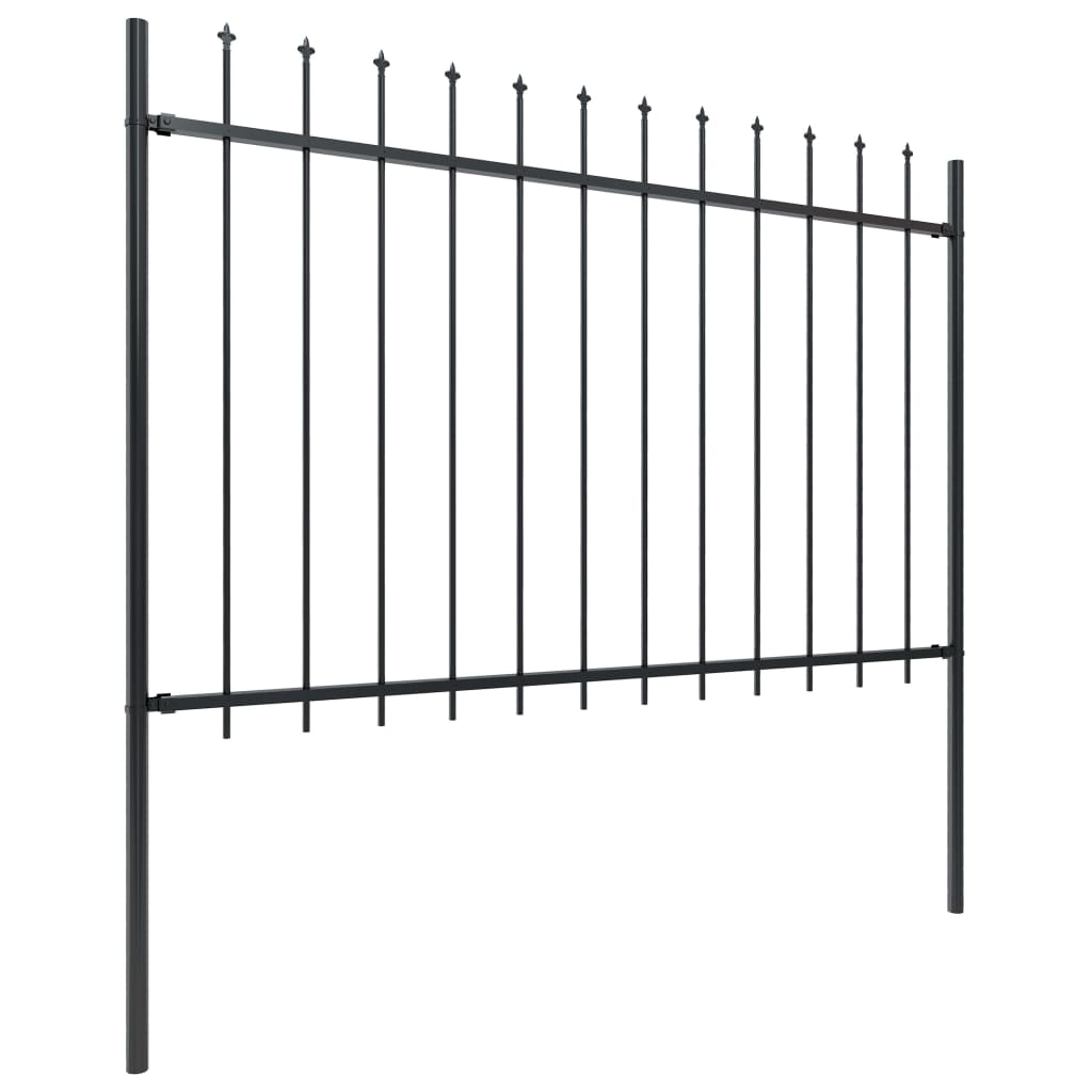 Vidaxl garden fence with spears top 11.9x1.2 m steel black