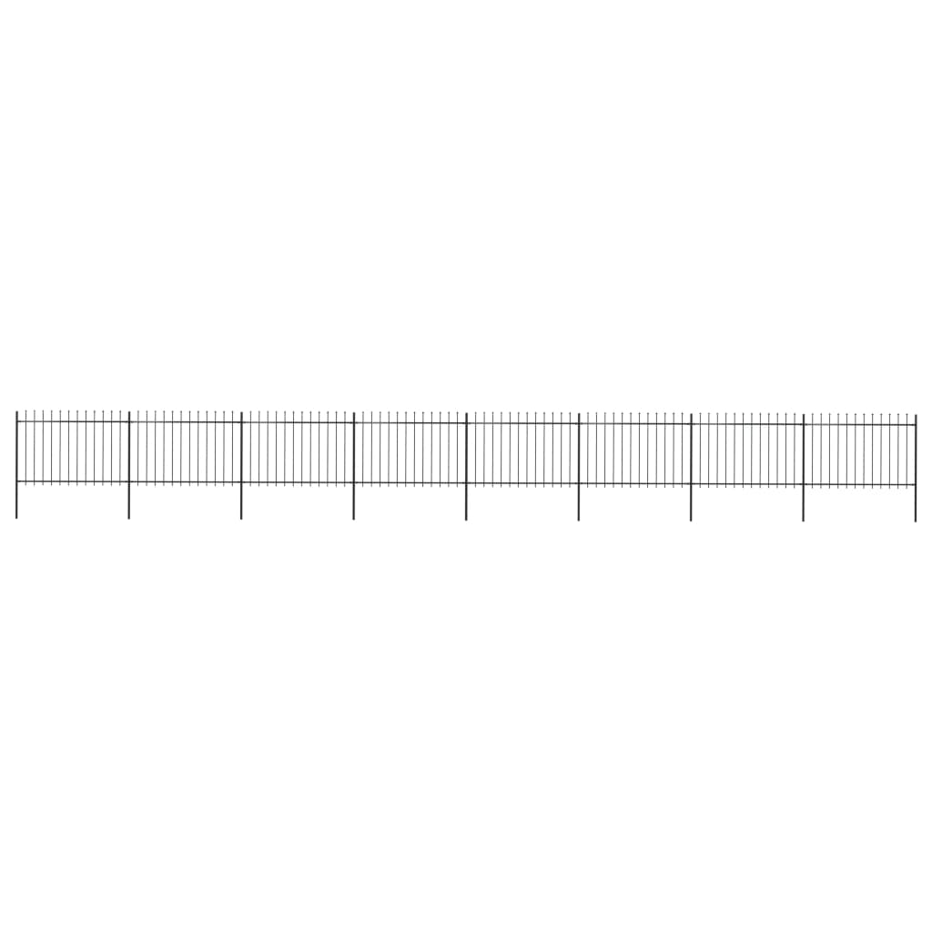 Vidaxl Garden Fence s Spears Top 13,6x1,2 M Steel Black