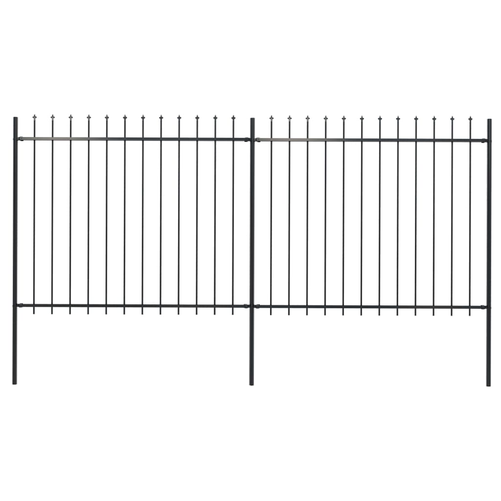 Vidaxl Garden Fence s Spears Top 3,4x1,5 m Steel Black