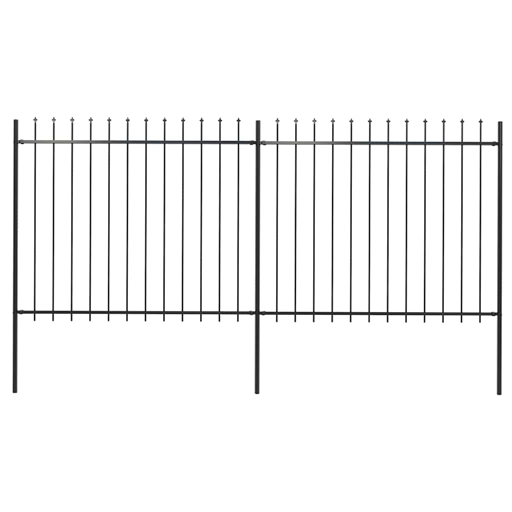 Vidaxl tuinhek met speerpunt staal 337x150 cm zwart