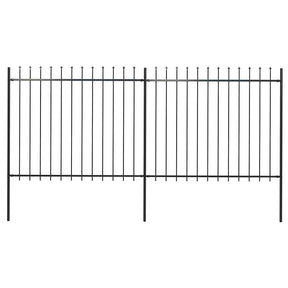 Vidaxl tuinhek met speerpunt staal 337x150 cm zwart