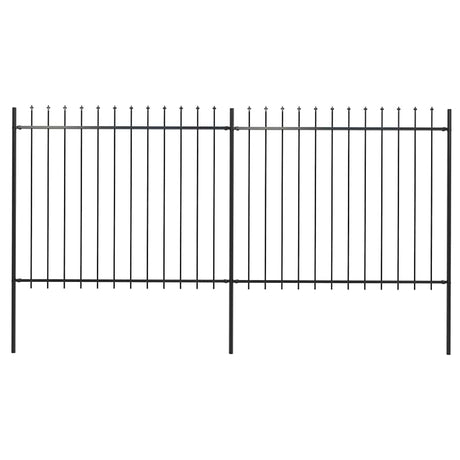 Vidaxl tuinhek met speerpunt staal 337x150 cm zwart
