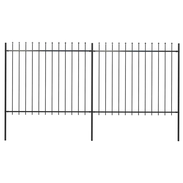 Vidaxl tuinhek met speerpunt staal 337x150 cm zwart