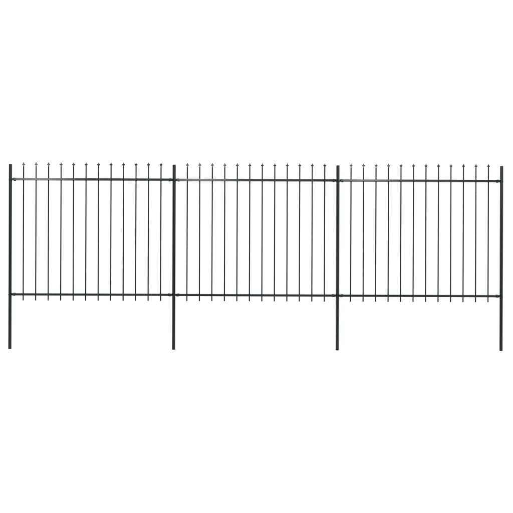 Vidaxl Garden Fence s Spears Top 5,1x1,5 m Steel Black