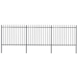 Vidaxl Garden Fence With Spears Top 5.1x1.5 m de acero negro