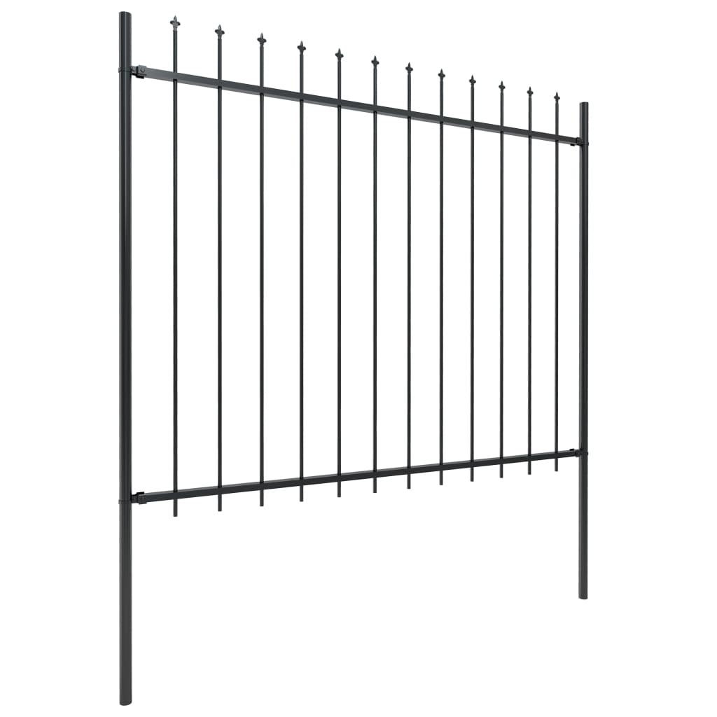 Vidaxl garden fence with spears top 5.1x1.5 m steel black