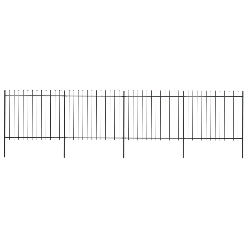 Vidaxl garden fence with spears top 6.8x1.5 m steel black