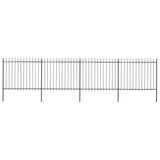 Vidaxl garden fence with spears top 6.8x1.5 m steel black