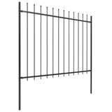 Vidaxl garden fence with spears top 6.8x1.5 m steel black