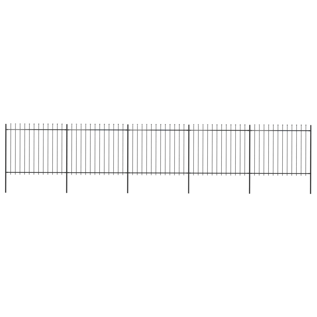 Vidaxl garden fence with spears top 8.5x1.5 m steel black