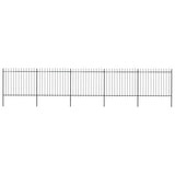 Vidaxl garden fence with spears top 8.5x1.5 m steel black