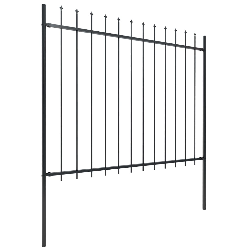 Vidaxl garden fence with spears top 8.5x1.5 m steel black