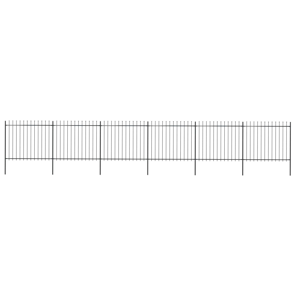 Vidaxl garden fence with spears top 10.2x1.5 m steel black