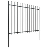 Vidaxl garden fence with spears top 10.2x1.5 m steel black