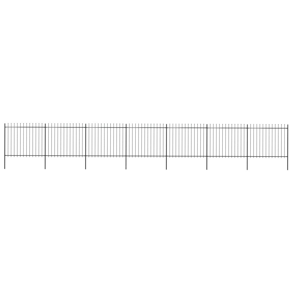 Vidaxl Garden Fence With Spears Top 11.9x1.5 M stål svart