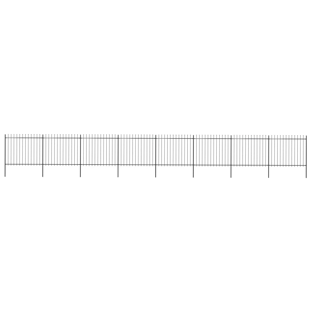 Vidaxl Garden Fence With Spears Top 13.6x1.5 m de acero negro