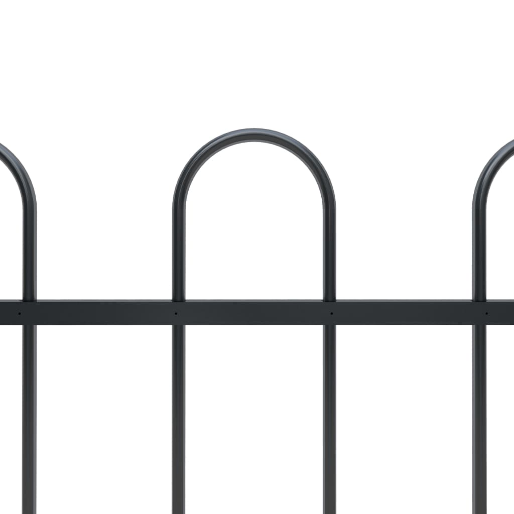 Vidaxl garden fence with round top 6.8x0.6 m steel black