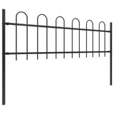 Vidaxl garden fence with round top 10.2x0.6 m steel black