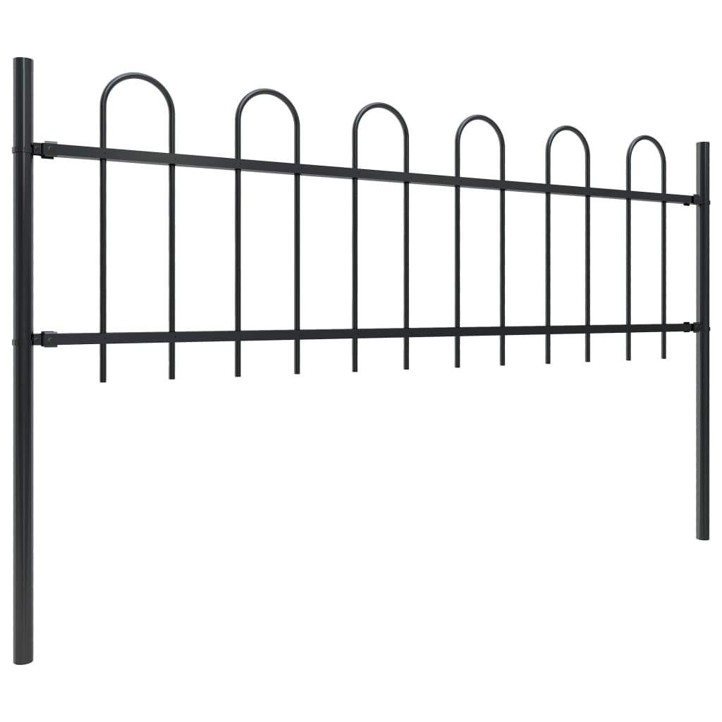 Vidaxl Garden Fence con top redonda 11.9x0.6 m de acero negro