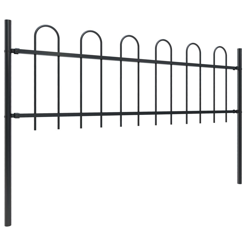 Vidaxl Garden Fence con top redonda 13.6x0.6 m de acero negro