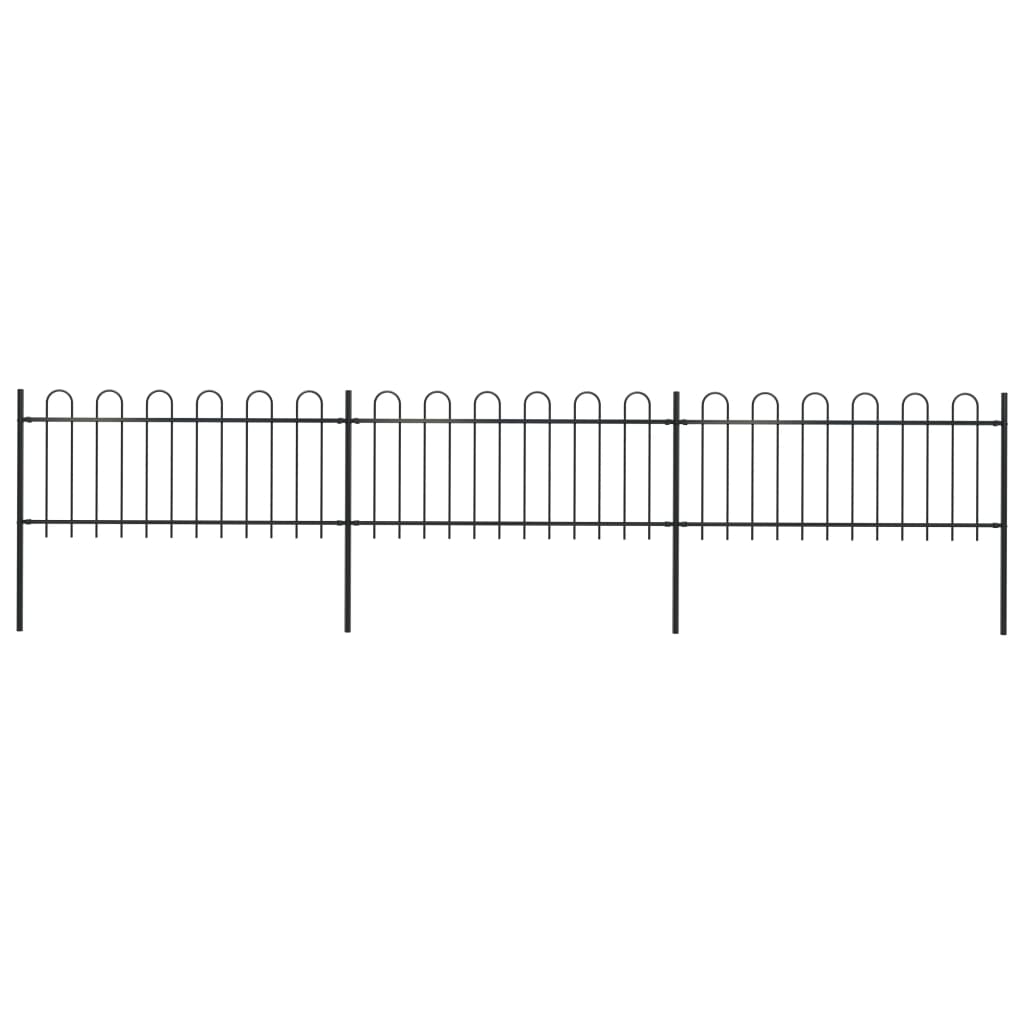 Vidaxl Garden Fence con top rotondo 5,1x0,8 m in acciaio nero