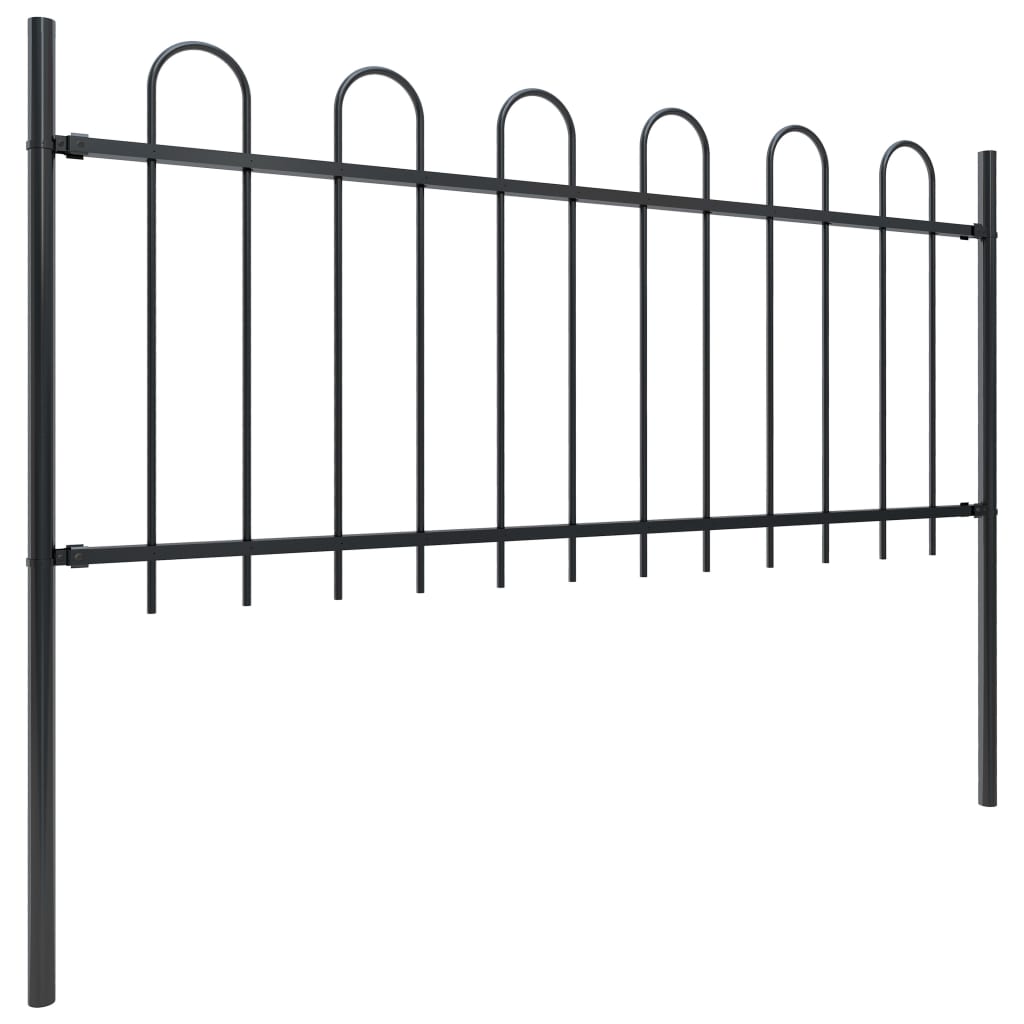 Vidaxl Garden Fence con top rotondo 5,1x0,8 m in acciaio nero