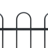 Vidaxl garden fence with round top 10.2x0.8 m steel black