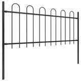 Vidaxl Garden Fence con la parte superior redonda de 15.3x0.8 m de acero negro