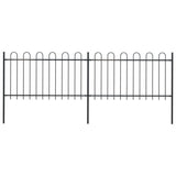 Vidaxl garden fence with round top 3.4x1 m steel black