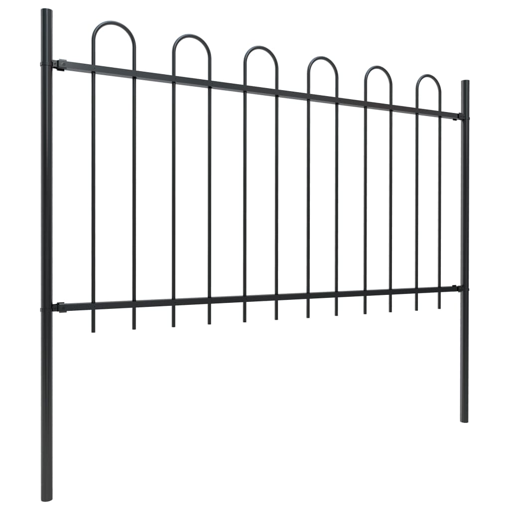 Vidaxl Garden Fence con top rotondo 5,1x1 m in acciaio nero