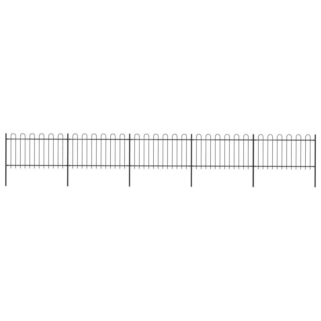 Vidaxl Garden Fence con top redonda de 8.5x1 m de acero negro