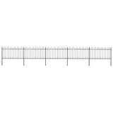 Vidaxl garden fence with round top 8.5x1 m steel black