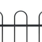 Vidaxl garden fence with round top 10.2x1 m steel black