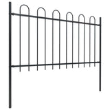 Vidaxl garden fence with round top 13.6x1 m steel black